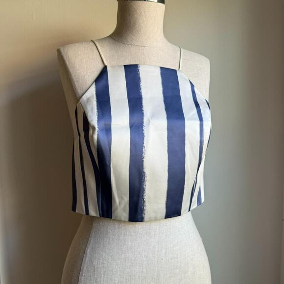 Topshop Satin Striped Crop Top, Halter, Lined, US 6 - Picture 4 of 8